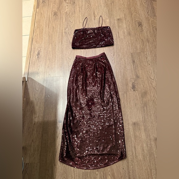 Bishop + Young Sublime Cami and Sublime Slip Midi Skirt Set burgundy Size S NWT - Picture 4 of 4